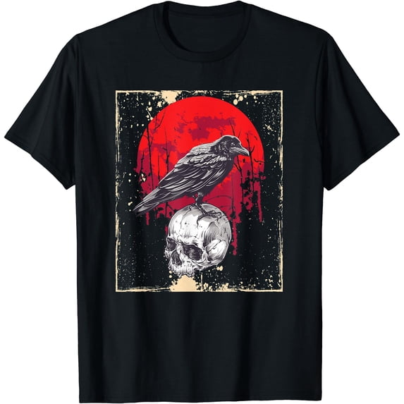 Raven Application Gothic Raven Skull Moon Crow Classic Theme Everyday Message Retro Theme ...