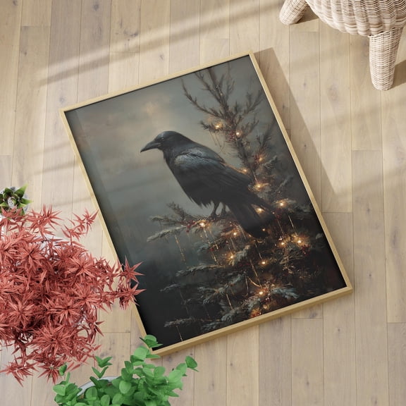 Gothic Raven Tree Wall Art Dark Academia Wildlife Decor, Unframed Paper Print Size 8x12