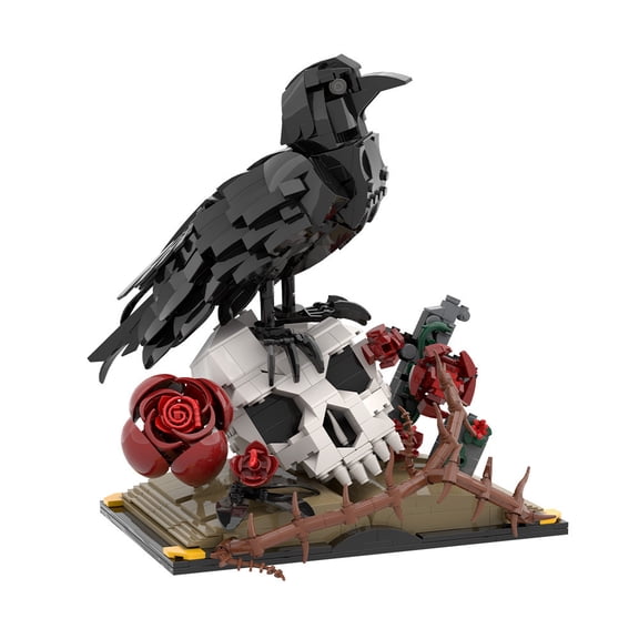 Gothic Raven on Skull Building Kit 733 PCS Halloween & Dark Themed Decor