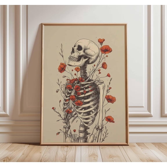 Gothic Red Poppies Poster, Unframed Paper Poster 8x10in