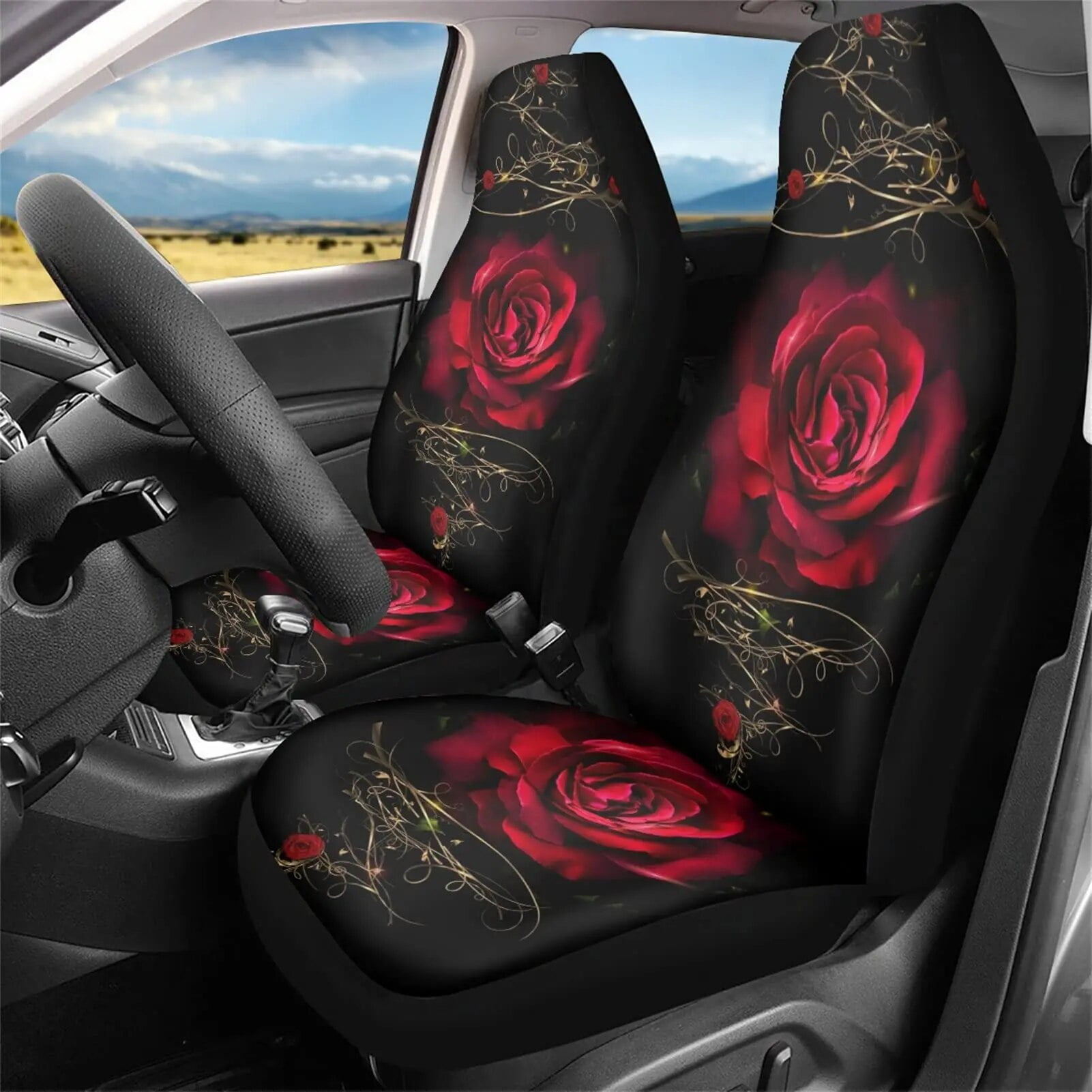 Red Rose Pattern Floral Car Seat Covers shops Pair, 2 Front Seat Covers, Car Seat Protector, Car Accessory, Seat Cover For Car