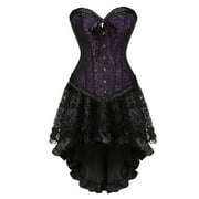 NARHBRG Gothic Renaissance Corset Dress Strapless Bustier Lingerie Rococo Ruffle Hem Steampunk Skirts Burlesque Costumes