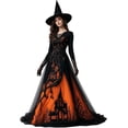 thumbnail image 1 of Gothic Renaissance Dress Women's Witch Costume, Victorian Medieval Cosplay Halloween Dress, Vintage Costume for Cosplay Party, 1 of 7