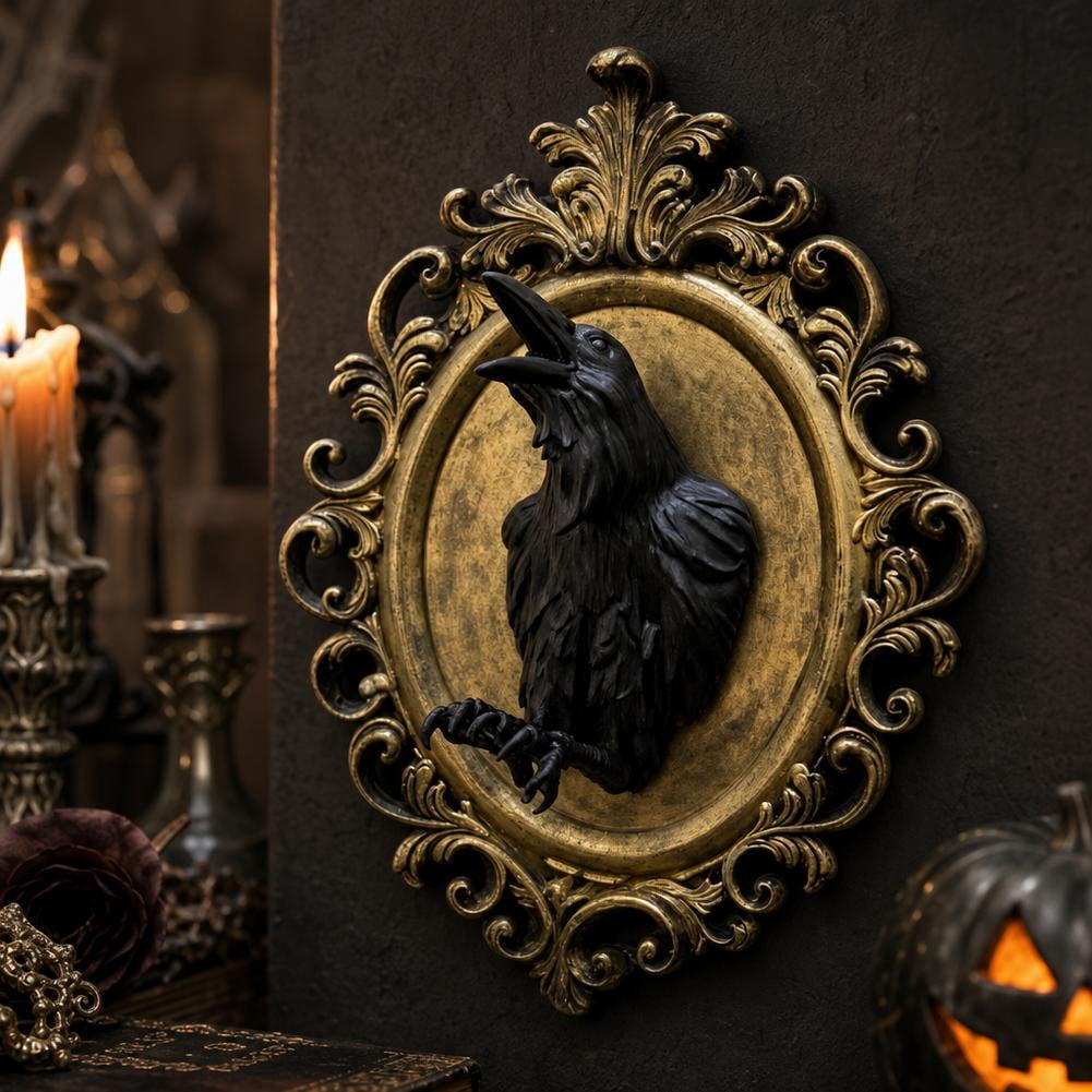 Gothic Resin 3D Raven Wall Art,Vintage Raven Wall Sculpture, Gothic ...
