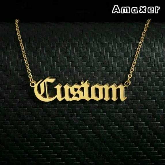 Gothic Retro Old English Font Custom Name Necklace Mom Gift Women Jewelry