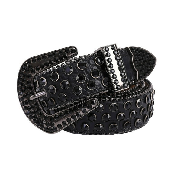 Gothic Rhinestone Belts Women Faux-leather Strap Rhinestone Belts Cowboy Hot Girls Fashion Belt for Pants Jeans Men