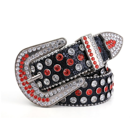 Gothic Rhinestone Belts Women Faux-leather Strap Rhinestone Belts Cowboy Hot Girls Fashion Belt for Pants Jeans Men