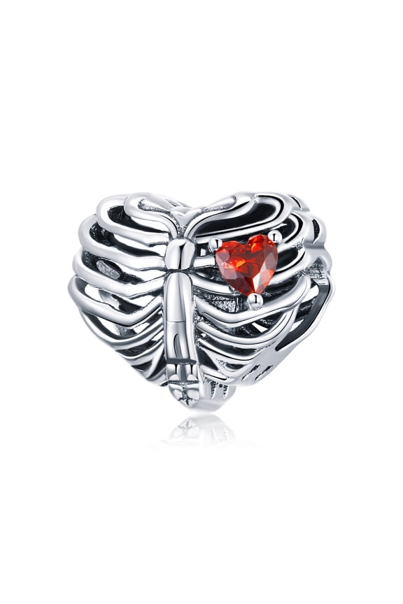 Gothic Rib Heart Fashion Silver-Plated Charm Beads for Jewelry Making