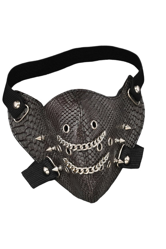 Gothic Rivet Studded Biker Motorcycle Half-Face Leather Cover Windproof Sport Halloween Cosplay