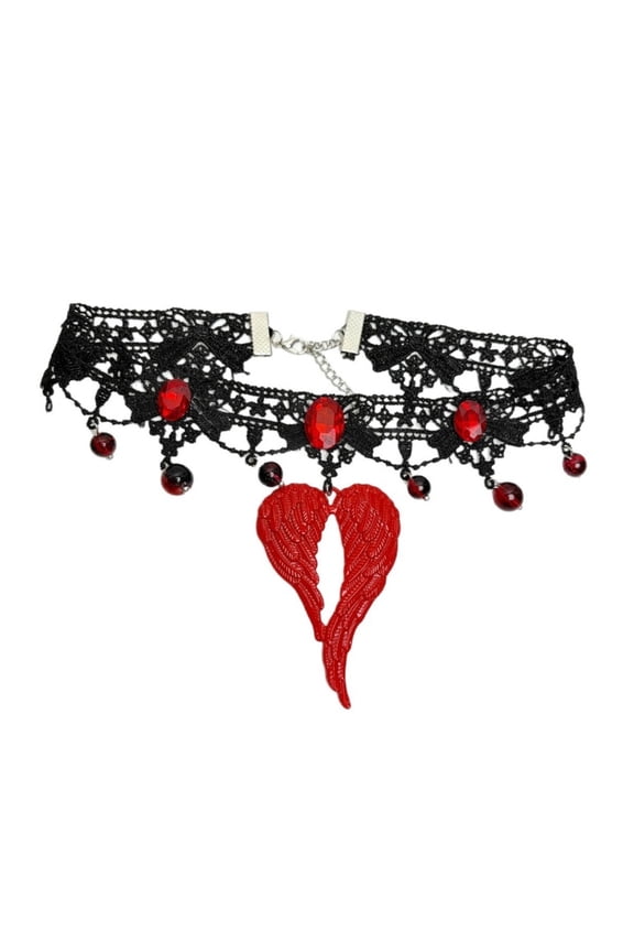 Gothic Romance Red Heart Chokers Necklace Adjustable Length Alloy Layering Chain Unique Clavicle Chain Jewelry