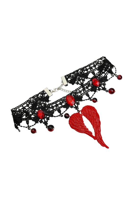 Gothic Romance Red Heart Chokers Necklace Adjustable Length Alloy Layering Chain Unique Clavicle Chain Jewelry