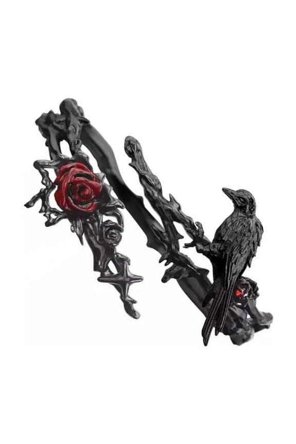 Gothic Romance Rose Flower Wrist Jewelry Alloy Adjustable Bangle for Alternative Styles