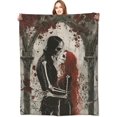 thumbnail image 1 of Gothic Romance Skull Lovers Blanket,Red Rose Skeleton Throw Blankets,Gifts for Women Men, Lightweight Soft Fleece Cozy,for Sofa Couch Bed Room Travel,Festival Halloween Goth Decor,40x50in, 1 of 8