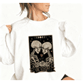 thumbnail image 1 of Gothic Romance Sweatshirt - Skeleton Lovers Tarot Print Long Seeves Tops - Dark Rose & Moon for Alternative Valentine's Date & Edgy Pullover, 1 of 5