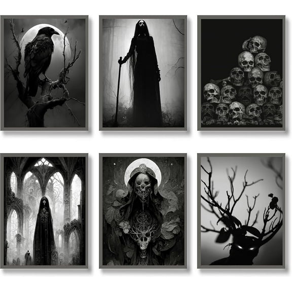 Gothic Room Decor Witchy Wall Decor Aesthetic Halloween Decor Gothic Wall Art Prints Spooky Home Decor Goth Room Decor Creepy Art Prints Scary Picture Witch Decoration 11x14 Inches Unframed