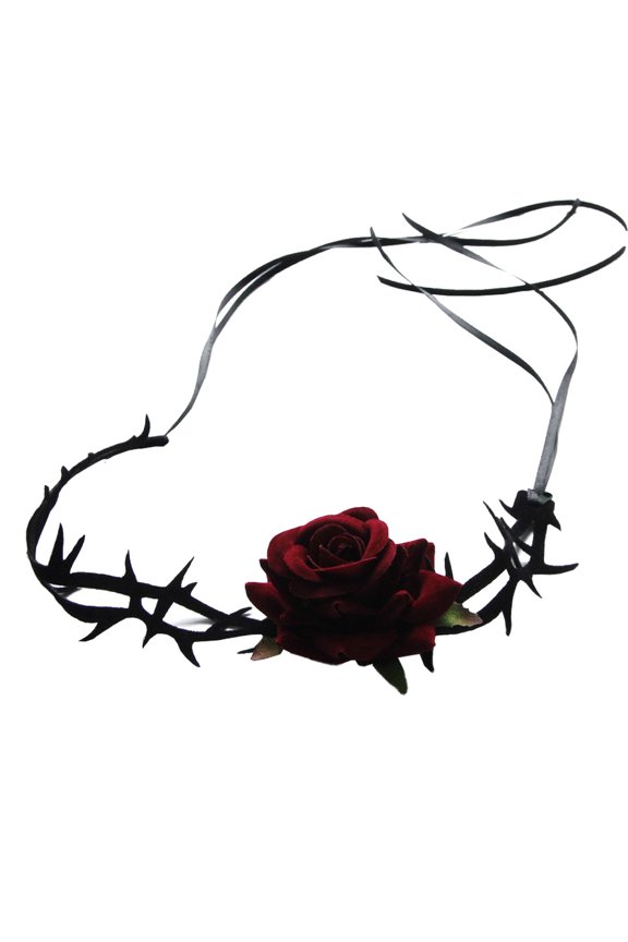 Gothic Rose Choker Necklace - Retro Floral Flower Collar for Halloween Party