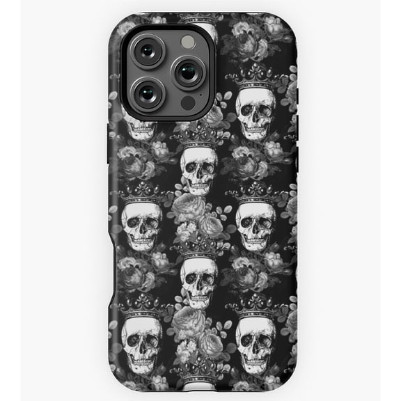 Gothic Rose Crown Skeleton Floral Art GA1599 Phone Case for iPhone 11 to 17 Pro Max
