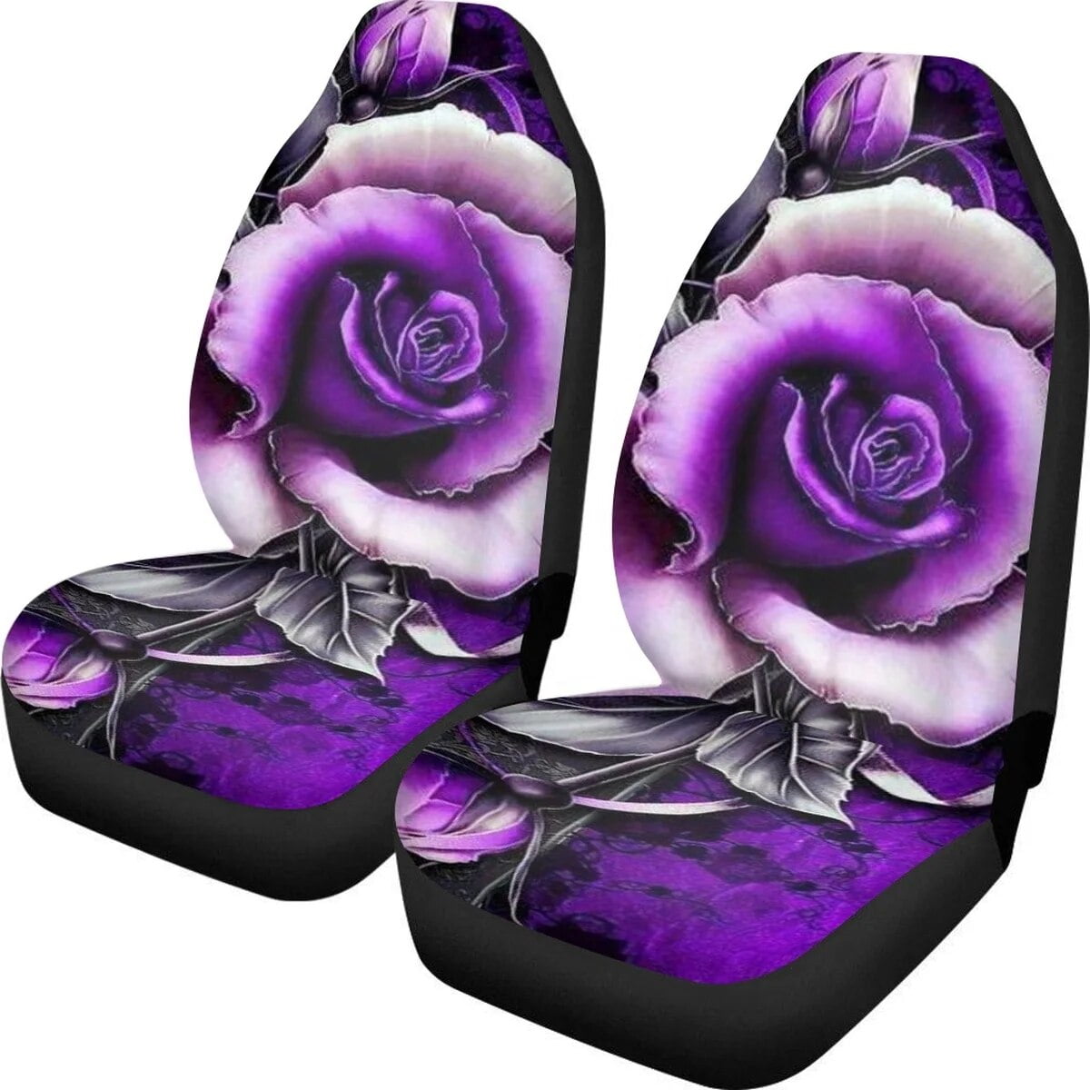 Gothic Rose Design Vehicle Seat Covers ComfortableFront Seats Only Universal Fit Most of Sedans