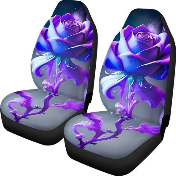 Gothic Roses Design Car Seat Cover Heavy-Duty Slip-Resistant Set of 2Pcs Autos Interior Decor Seat Protect Easy to Install