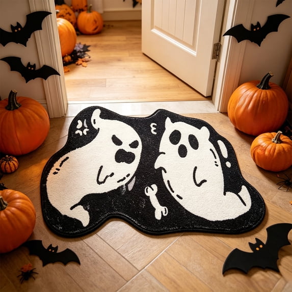 Gothic Rug Spider Web Indoor Halloween Rug, Plush Gothic Cute Fun Halloween Bathroom Rugs Non Slip Kitchen Mat Washable, Halloween Throw Area Rugs for Front Door Porch Indoor Doormat
