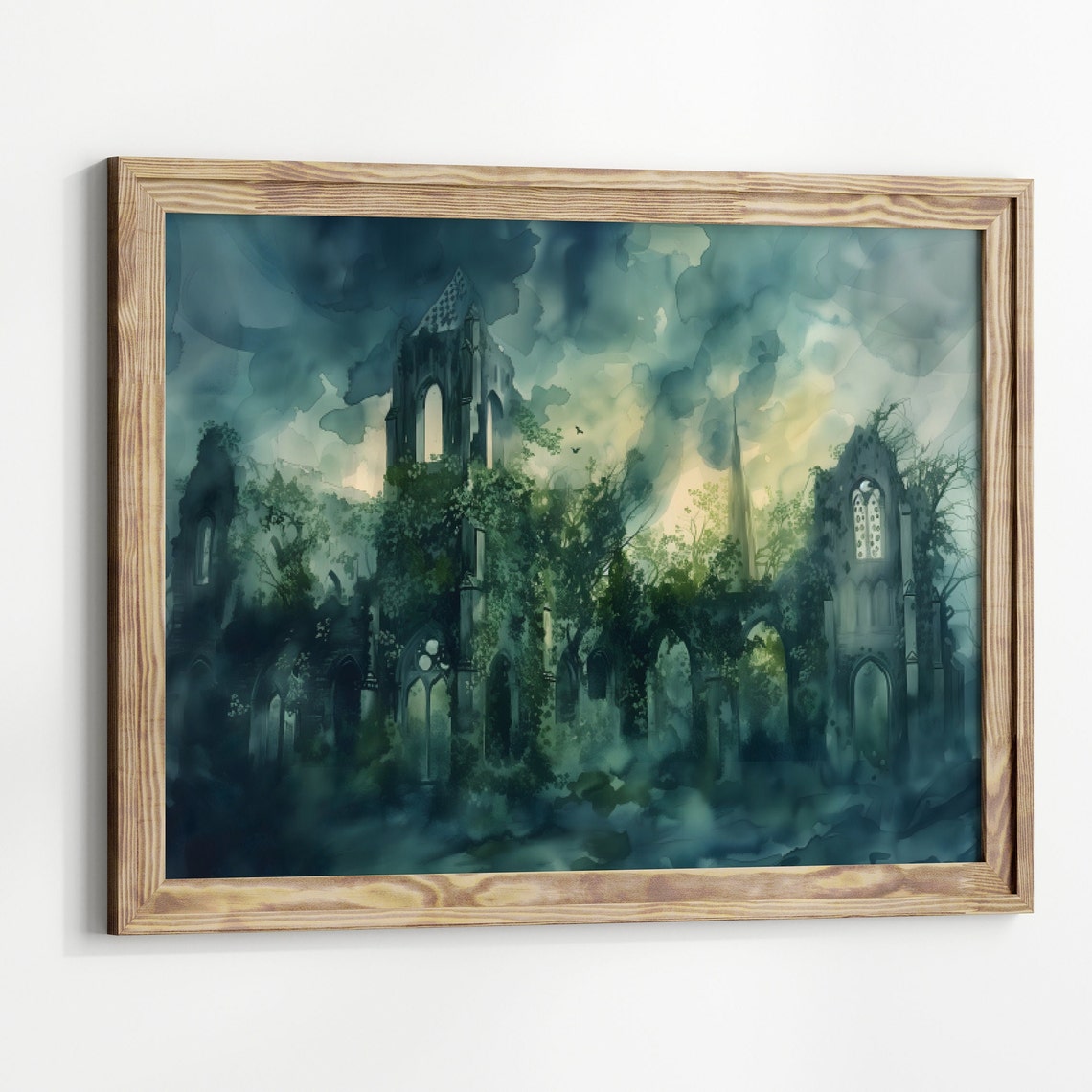 Gothic Ruins Wall Art, Haunted Castle Print, Dark Fantasy Architecture ...
