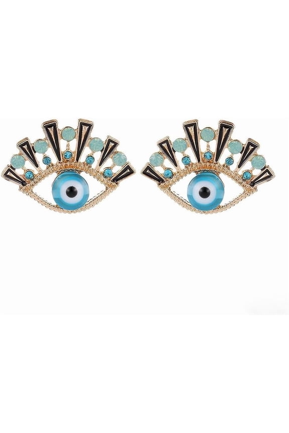Gothic Sapphire Eye Earrings Gold Evil Eye Stud Earring Turkish Eyes Earrings Eye Crystal Earring Eyes Crystal Stud Jewelry for Women