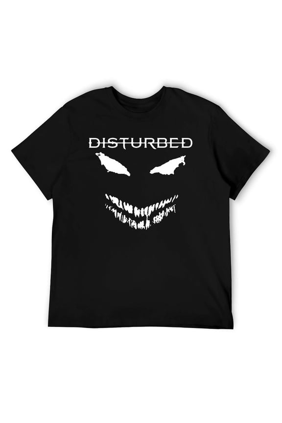 Gothic Scary Mask T-Shirt for Men, Horror Face Graphic Tee, Heavy Metal Style Shirt for Rock Fans Black-style L