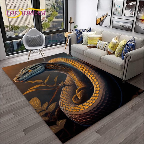 Gothic Serpent Viper 3D Python Snake Carpet Rug for Home Living Room Bedroom Sofa Doormat r kids Area Rug Non-slip Floor Mat