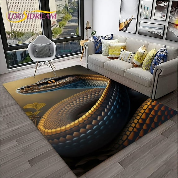 Gothic Serpent Viper 3D Python Snake Carpet Rug for Home Living Room Bedroom Sofa Doormat r kids Area Rug Non-slip Floor Mat