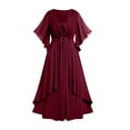 thumbnail image 1 of Gothic Sheer Batwing Sleeve Dress for Women Off Shoulder Casual A-Line Short Tunic Dress Vintage Bohemian Gown, 1 of 7