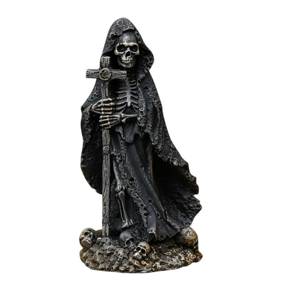 Gothic Shelf Decor​​ Resin Santa Muerte Statue for Halloween Indoor Decor, Horror Theme Display & Gothic Collectibles, 6x1.6in Indoor Halloween Accent​​