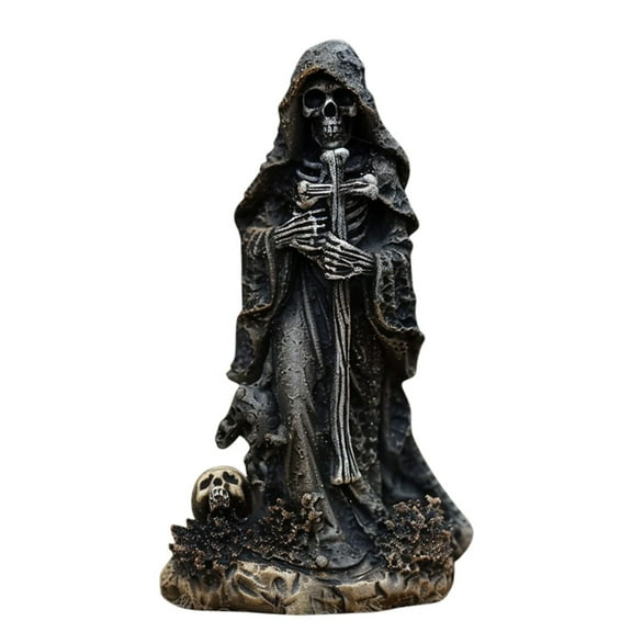 Gothic Shelf Decorāā Resin Santa Muerte Statue for Halloween Indoor Decor, Horror Theme Display & Gothic Collectibles, 6x1.6in Indoor Halloween Accentāā