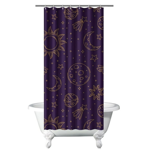 Gothic Shower Curtain - Dark Celestial Moon & Star Print, Mystical Cosmic Theme Bath Decor, Waterproof Polyester, 36"Wx72"L, Goth Aesthetic Gift