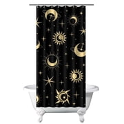 Gothic Shower Curtain - Dark Celestial Moon & Star Print, Mystical Cosmic Theme Bath Decor, Waterproof Polyester, 36"Wx72"L, Goth Aesthetic Gift