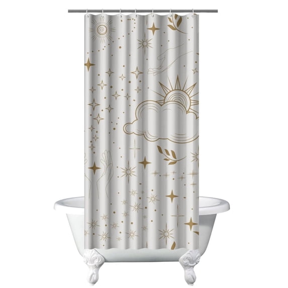 Gothic Shower Curtain - Dark Celestial Moon & Star Print, Mystical Cosmic Theme Bath Decor, Waterproof Polyester, 36"Wx72"L, Goth Aesthetic Gift