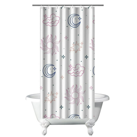 Gothic Shower Curtain - Dark Celestial Moon & Star Print, Mystical Cosmic Theme Bath Decor, Waterproof Polyester, 36"Wx72"L, Goth Aesthetic Gift