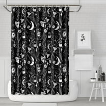 Gothic Shower Curtain Set - Dark Celestial Moon & Star Print, Mystical Cosmic Bath Decor, Waterproof Polyester 72"Wx72"L, Goth Aesthetic Gift