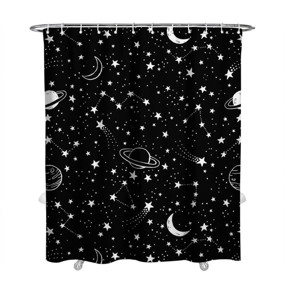 Gothic Shower Curtain Set - Dark Celestial Moon & Star Print, Mystical Cosmic Bath Decor, Waterproof Polyester 72"x84", Goth Aesthetic Gift