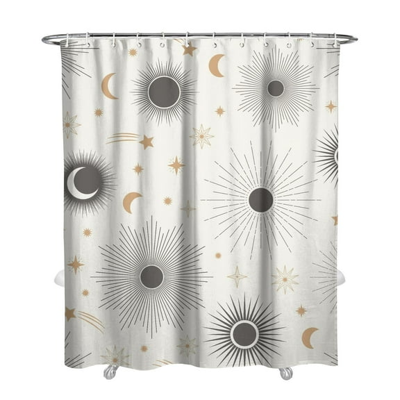 Gothic Shower Curtain Set - Dark Celestial Moon & Star Print, Mystical Cosmic Bath Decor, Waterproof Polyester 72"x84", Goth Aesthetic Gift
