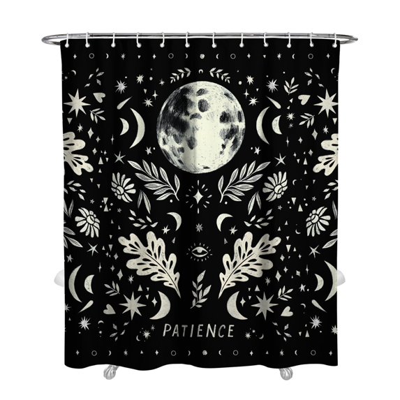 Gothic Shower Curtain Set - Dark Celestial Moon & Star Print, Mystical Cosmic Bath Decor, Waterproof Polyester 72"x84", Goth Aesthetic Gift