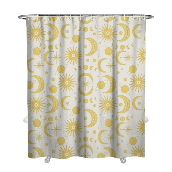 Gothic Shower Curtain Set - Dark Celestial Moon & Star Print, Mystical Cosmic Bath Decor, Waterproof Polyester 72"x84", Goth Aesthetic Gift