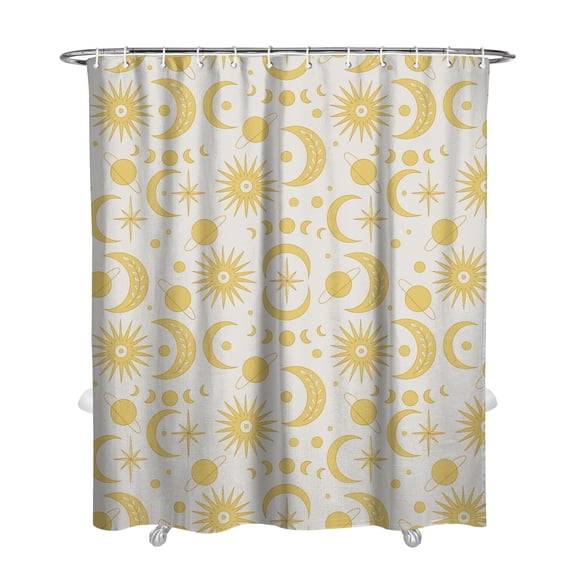 Gothic Shower Curtain Set - Dark Celestial Moon & Star Print, Mystical Cosmic Bath Decor, Waterproof Polyester 72"x84", Goth Aesthetic Gift