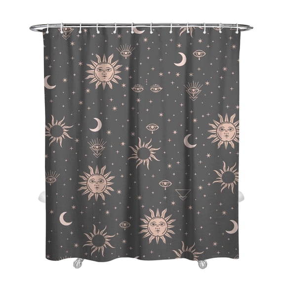 Gothic Shower Curtain Set - Dark Celestial Moon & Star Print, Mystical Cosmic Bath Decor, Waterproof Polyester 72"x84", Goth Aesthetic Gift