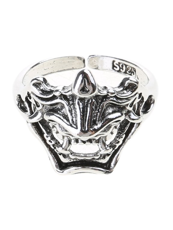 Gothic Silver Devil Skull Open Ring Fashion Punk Biker Skull Ring for Young People Personality Cocktail Party Cool Gift