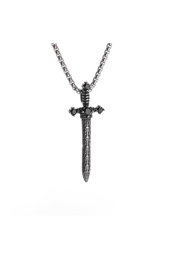 Gothic Silver Sword Pendant Necklace, Unique Non Tarnish Silver Plated Sword Choker Necklace Trendy Halloween Christmas Grunge Necklaces for Women Men