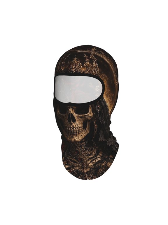 Gothic Skeletal Queen Royal Motif Unisex Balaclava Ski Mask Full Face Cover for Cold Weather & UV Protection, Breathable Cooling Helmet Liner