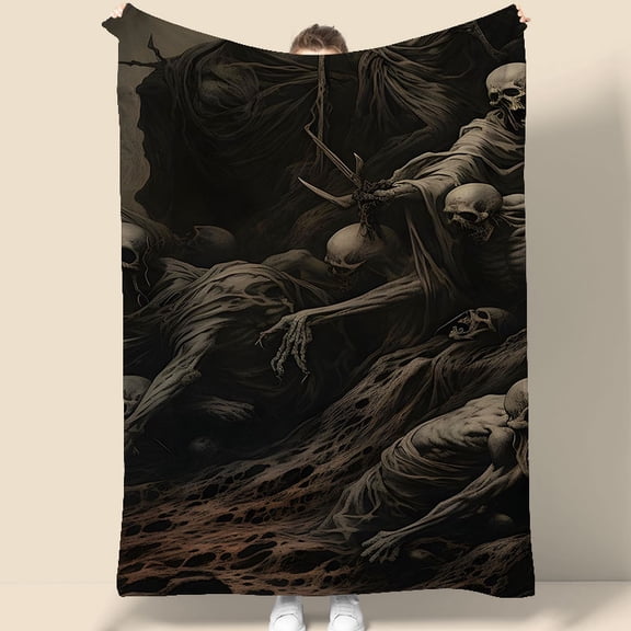 Gothic Skeleton Army Wall Tapestry 70.07 x 90.55 inches Dark Fantasy Art for Bedroom, Gaming Room, Dorm Decor