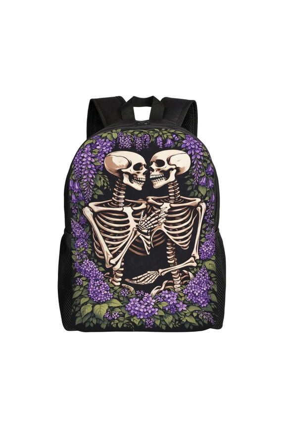 Gothic Skeleton Couple Backpack Large Capacity Laptop Bag for Men and Women