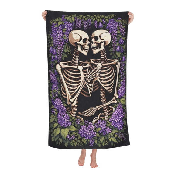 Gothic Skeleton Couple Bath Towel Soft and Highly Absorbent for Adults