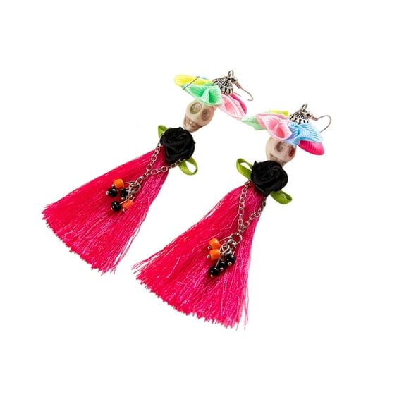 Gothic Skeleton Dangle Earrings Long Bohemian Tassels Jewelry for Women Everyday Ethnic Accessories
